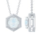 Solitaire Moonstone Hexagon Pendant Necklace
