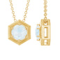 Solitaire Moonstone Hexagon Pendant Necklace