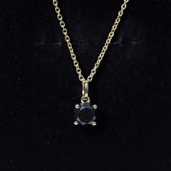 Natural 1.45 Carat Black Diamond Solitaire Necklace with Silver Chain