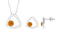 Natural Citrine Geometric Pendant and Earrings Set with Moissanite