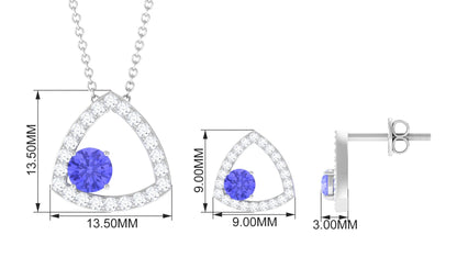 Real Tanzanite and Moissanite Open Triangle Jewelry Set