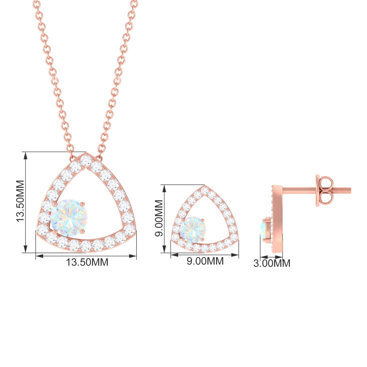 Natural Ethiopian Opal Geometric Jewelry Set with Moissanite