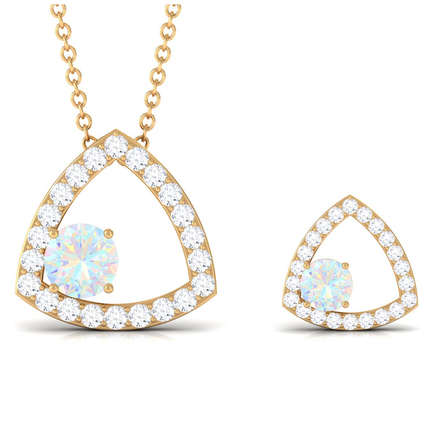 Natural Ethiopian Opal Geometric Jewelry Set with Moissanite