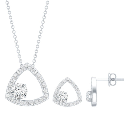 Simple Moissanite Triangle Necklace and Earrings Set