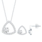 Simple Moissanite Triangle Necklace and Earrings Set