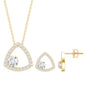 Simple Moissanite Triangle Necklace and Earrings Set