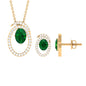 Oval Cut Lab Created Emerald and Moissanite Necklace With Earrings