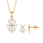 Genuine Diamond Flower Necklace and Earrings Set with Certificate