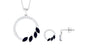 Real Blue Sapphire Diamond Circle Necklace and Earrings Set