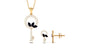 Natural Blue Sapphire Key Pendant and Earrings Set with Diamond