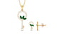 Marquise Cut Emerald and Diamond Key Pendant and Earrings