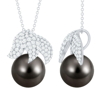 Handpicked 8 Carat Black Pearl and Diamond Necklace with Certificate