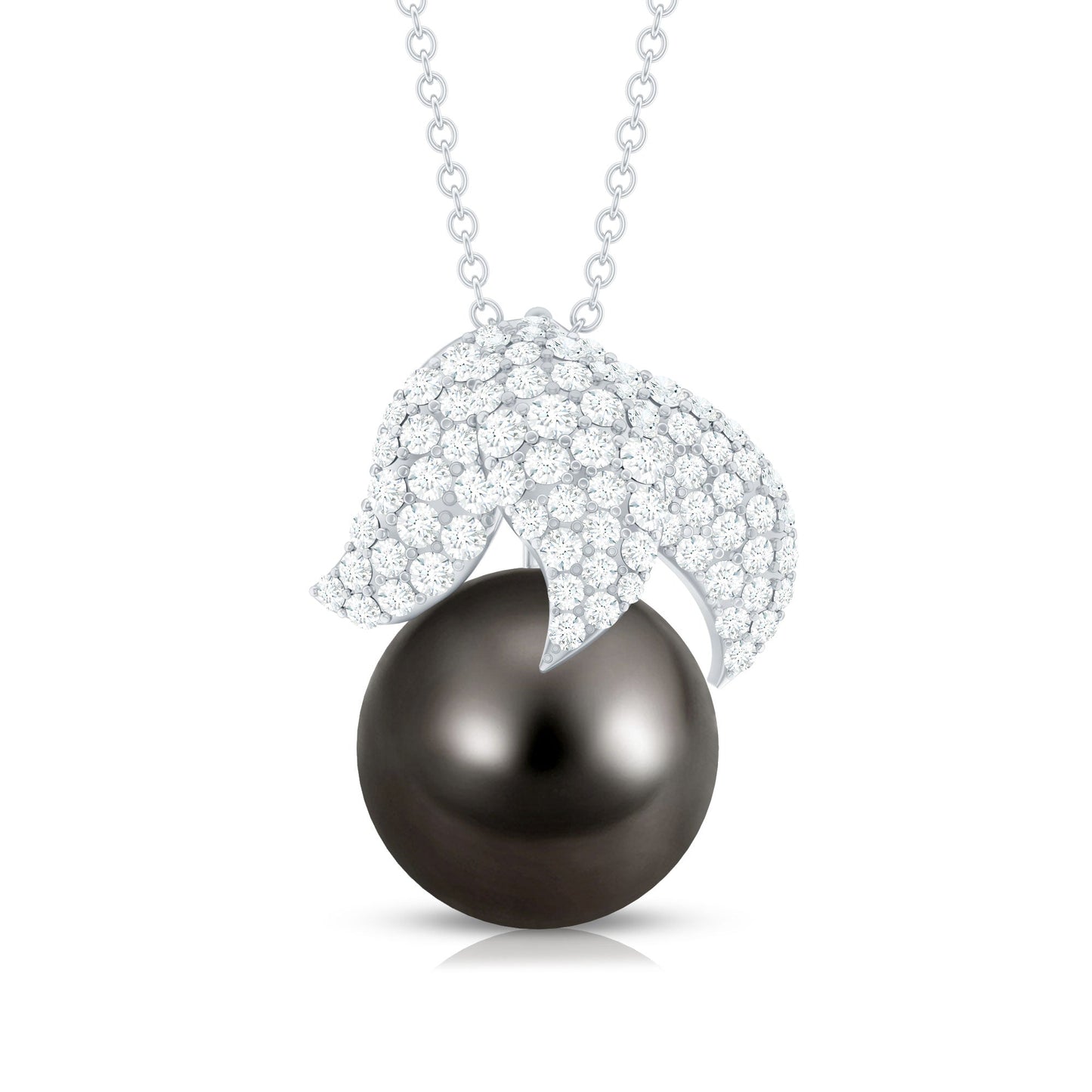 Handpicked 8 Carat Black Pearl and Diamond Necklace with Certificate