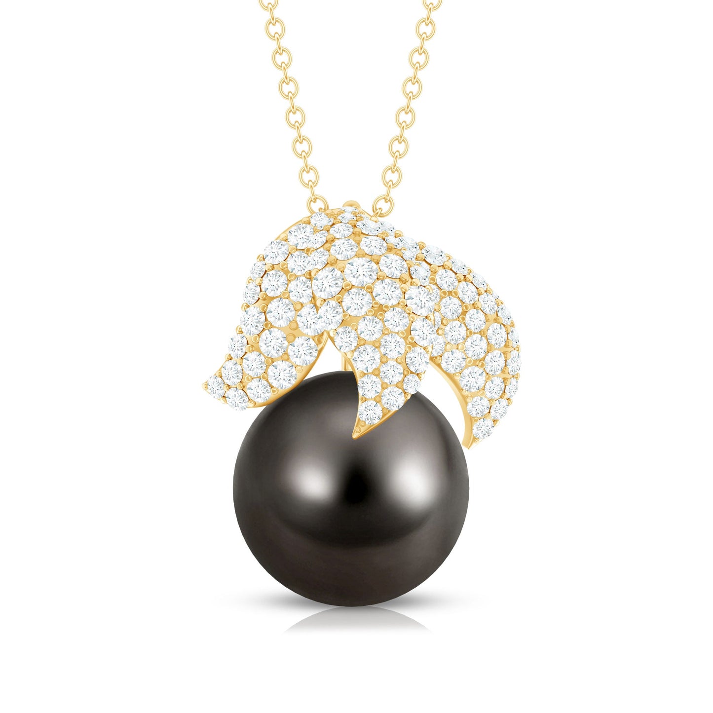 Handpicked 8 Carat Black Pearl and Diamond Necklace with Certificate