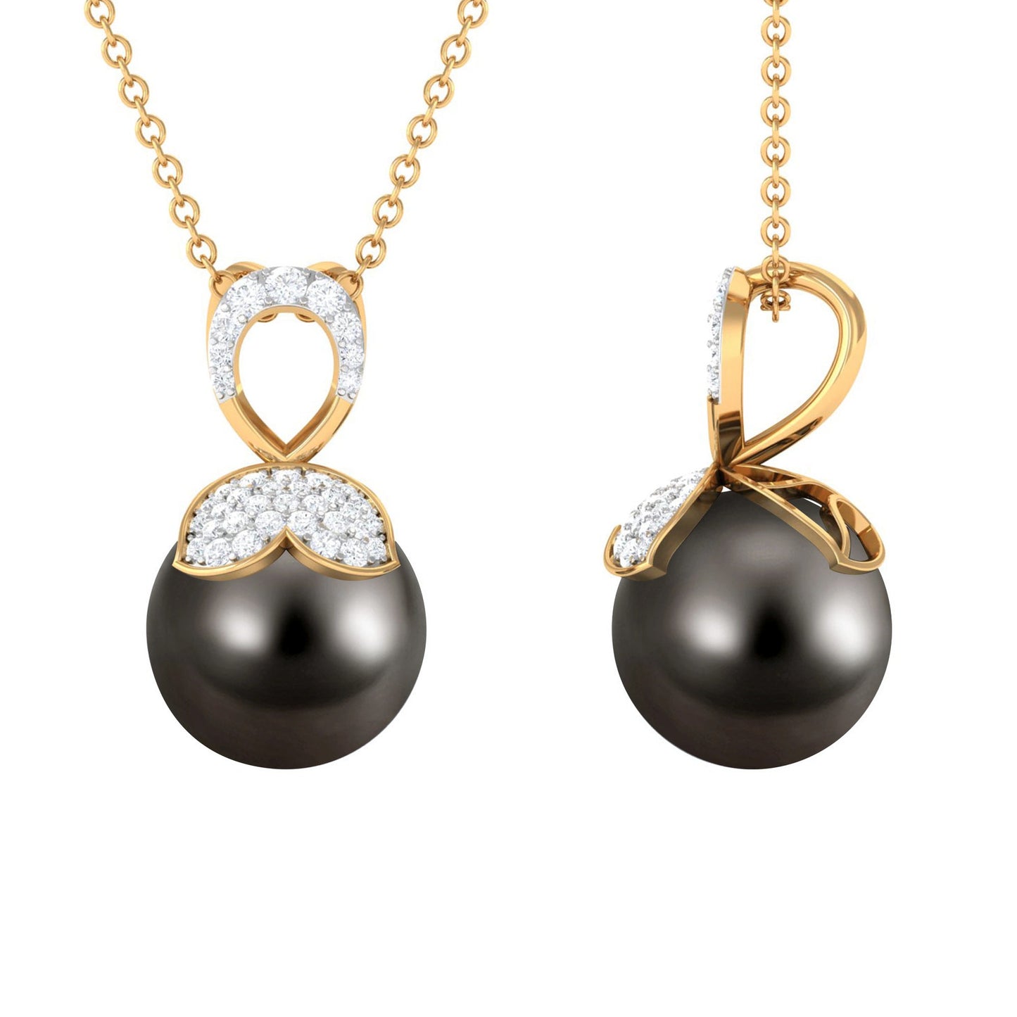 Nature Inspired 8 Carat Tahitian Pearl and Diamond Drop Pendant
