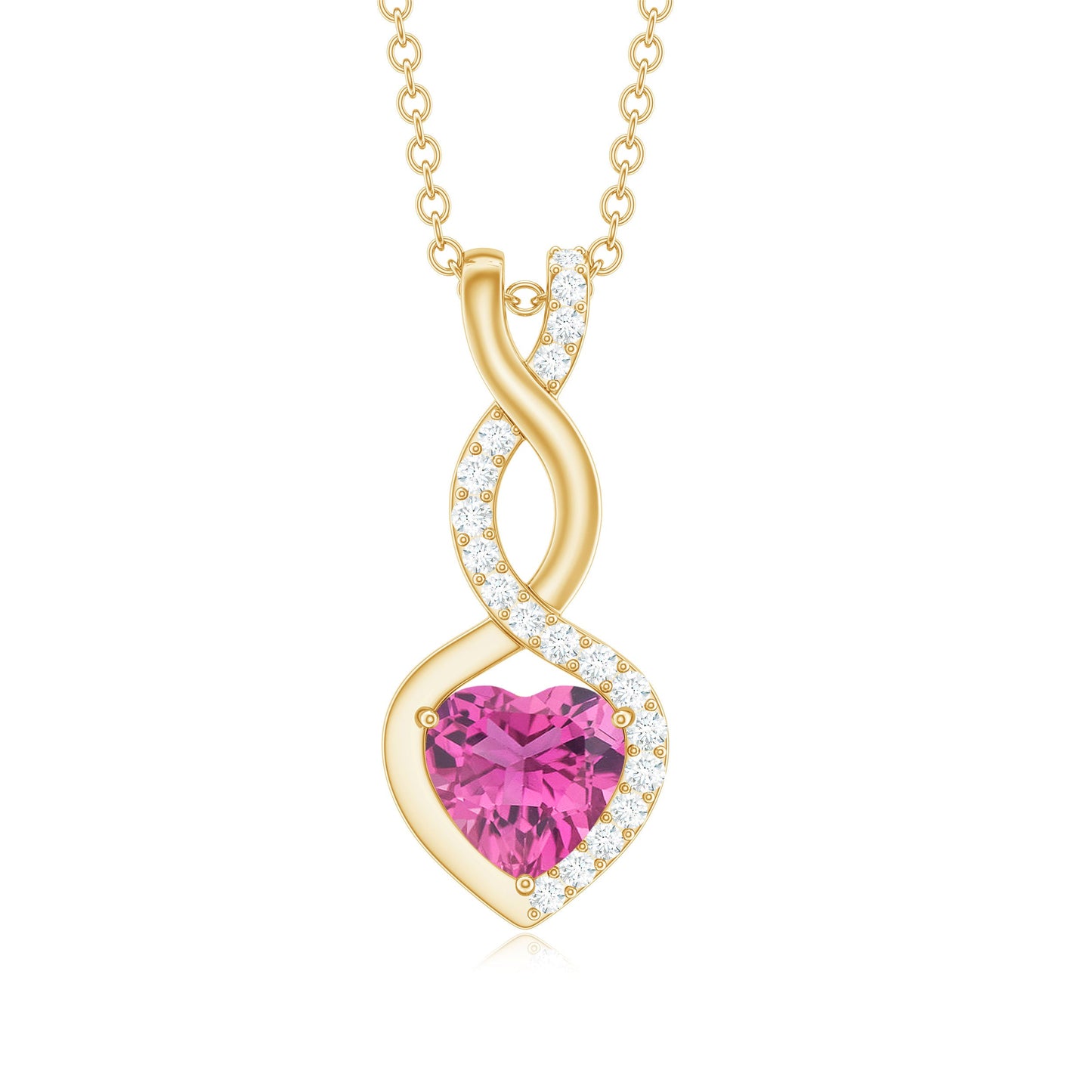 0.9 Carat Heart Shape Pink Tourmaline and Diamond Infinity Pendant