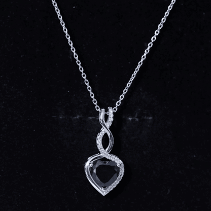 2 Carat Black Onyx Infinity Heart Pendant with Diamond
