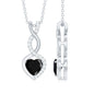 2 Carat Black Onyx Infinity Heart Pendant with Diamond