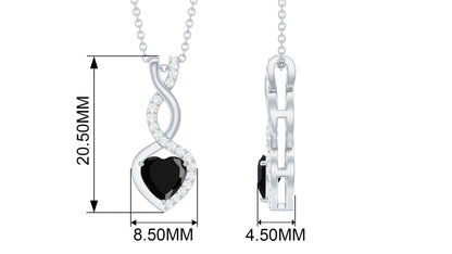 2 Carat Black Onyx Infinity Heart Pendant with Diamond