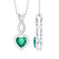 Certified 1.3 Carat Lab Grown Emerald Infinity Heart Pendant Necklace with Diamond