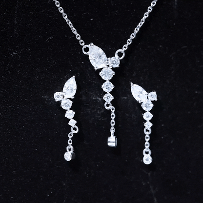 Certified Moissanite Bridal Necklace and Earrings Set