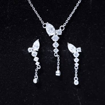 Certified Moissanite Bridal Necklace and Earrings Set