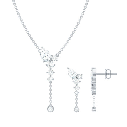Certified Moissanite Bridal Necklace and Earrings Set