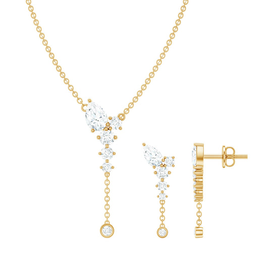 Certified Moissanite Bridal Necklace and Earrings Set
