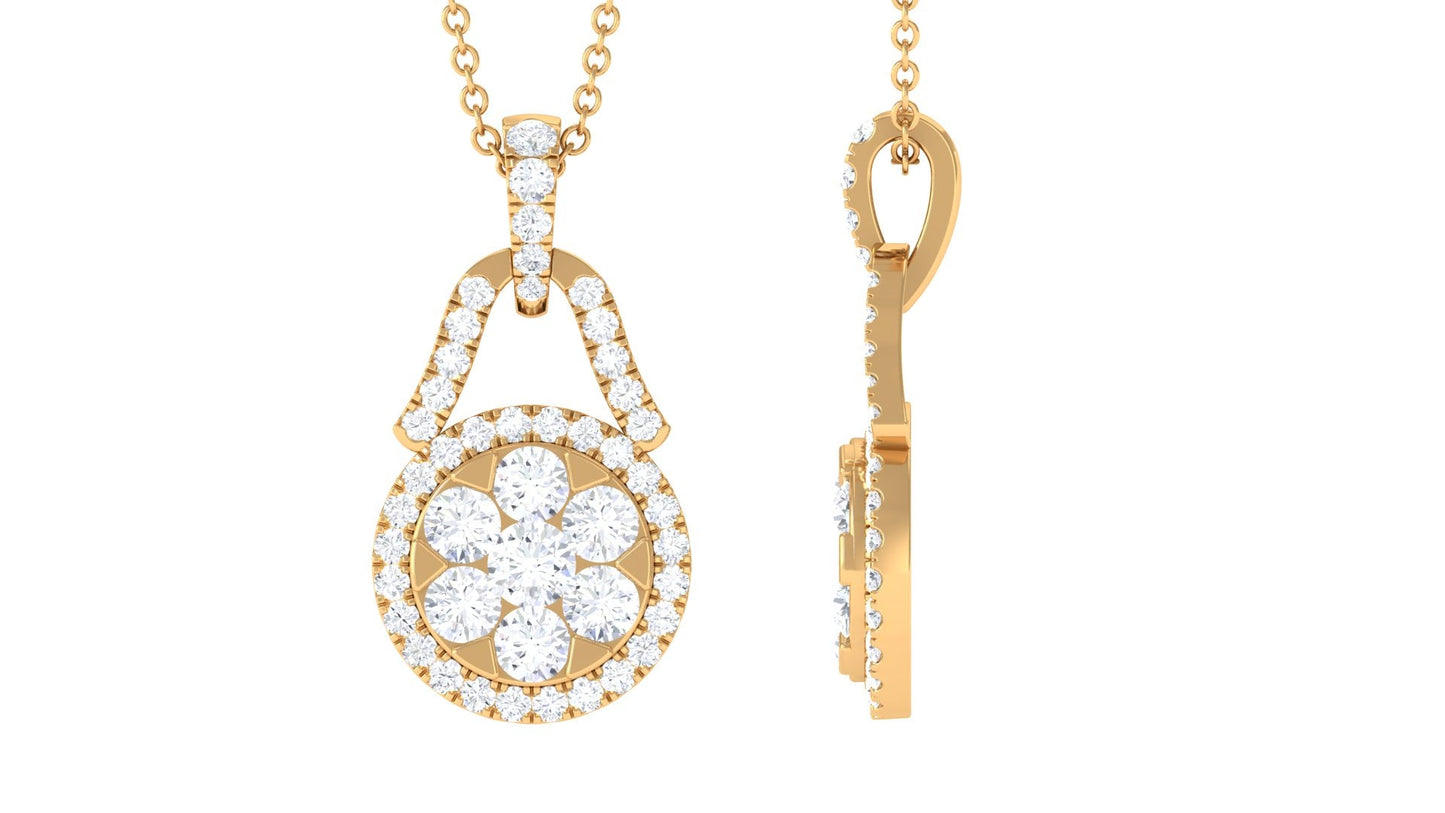 Certified Moissanite Modern Drop Pendant Necklace