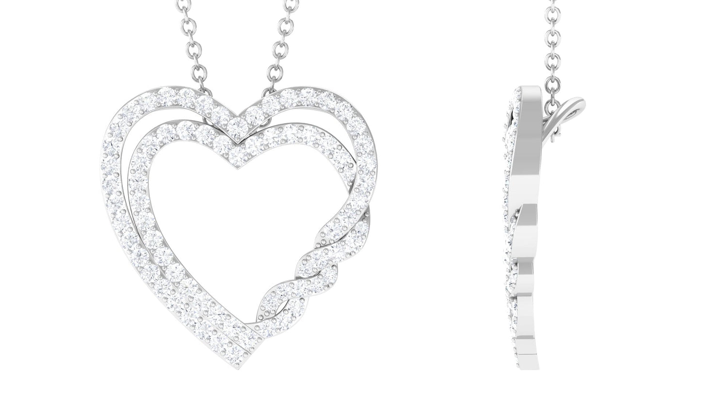 Certified Moissanite Double Heart Pendant Necklace For Her