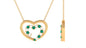 Emerald and Moissanite Twin Open Heart Necklace in Gold