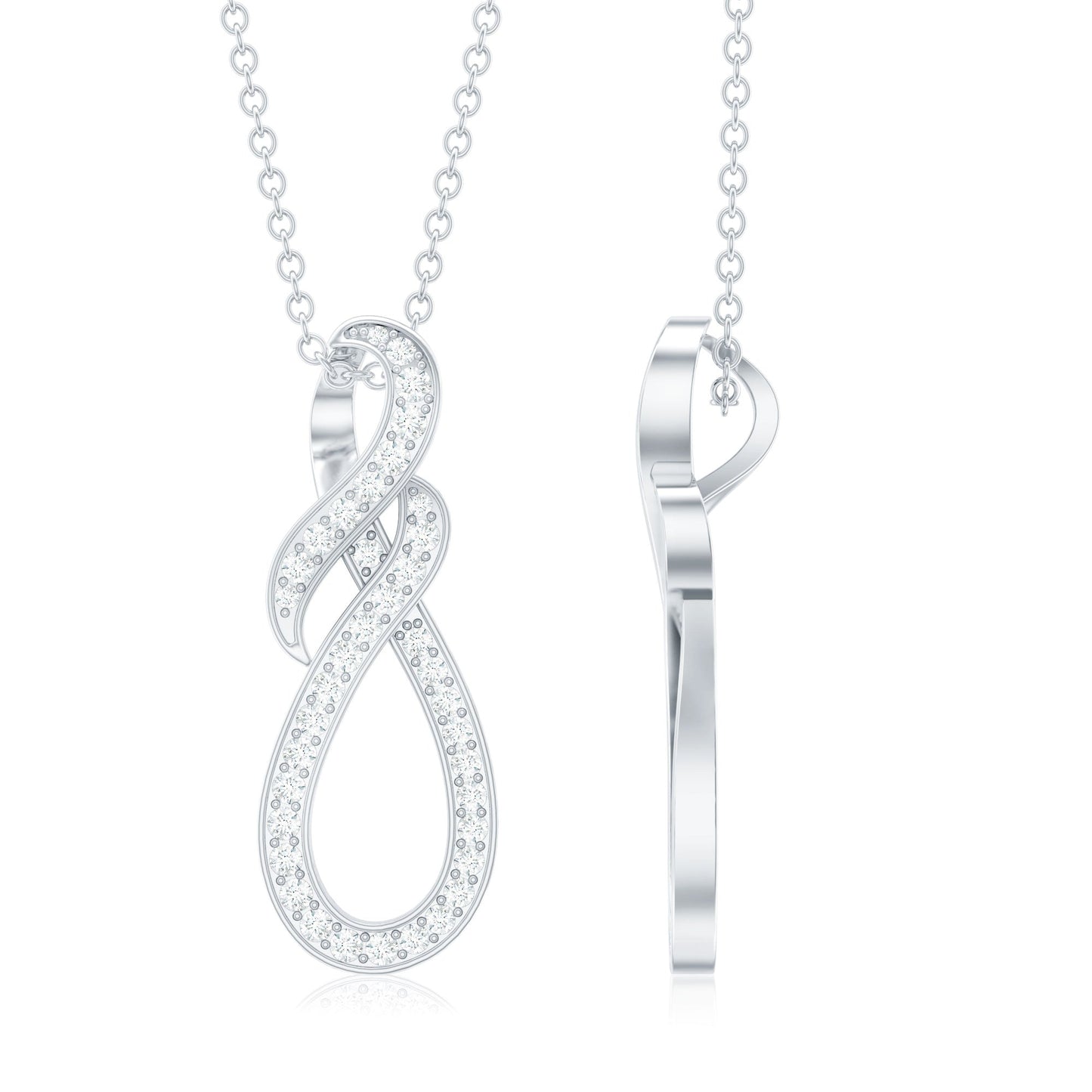 Natural Diamond Infinity Knot Pendant Necklace