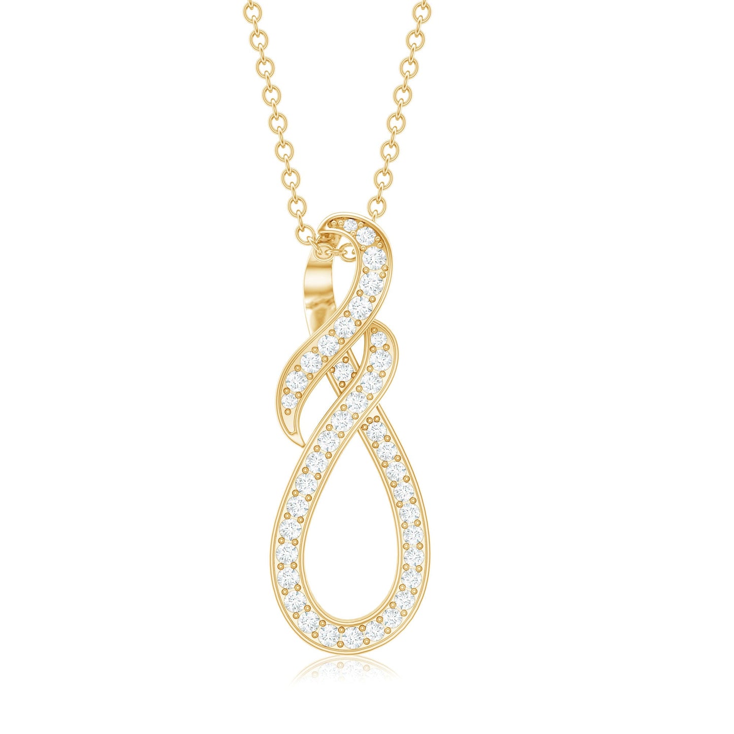 Natural Diamond Infinity Knot Pendant Necklace