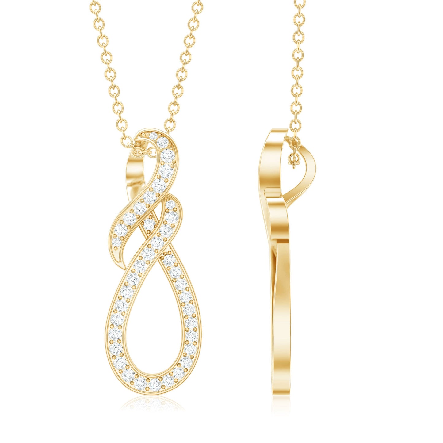 Natural Diamond Infinity Knot Pendant Necklace
