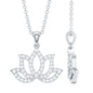 Diamond Lotus Flower Necklace in Pave Setting