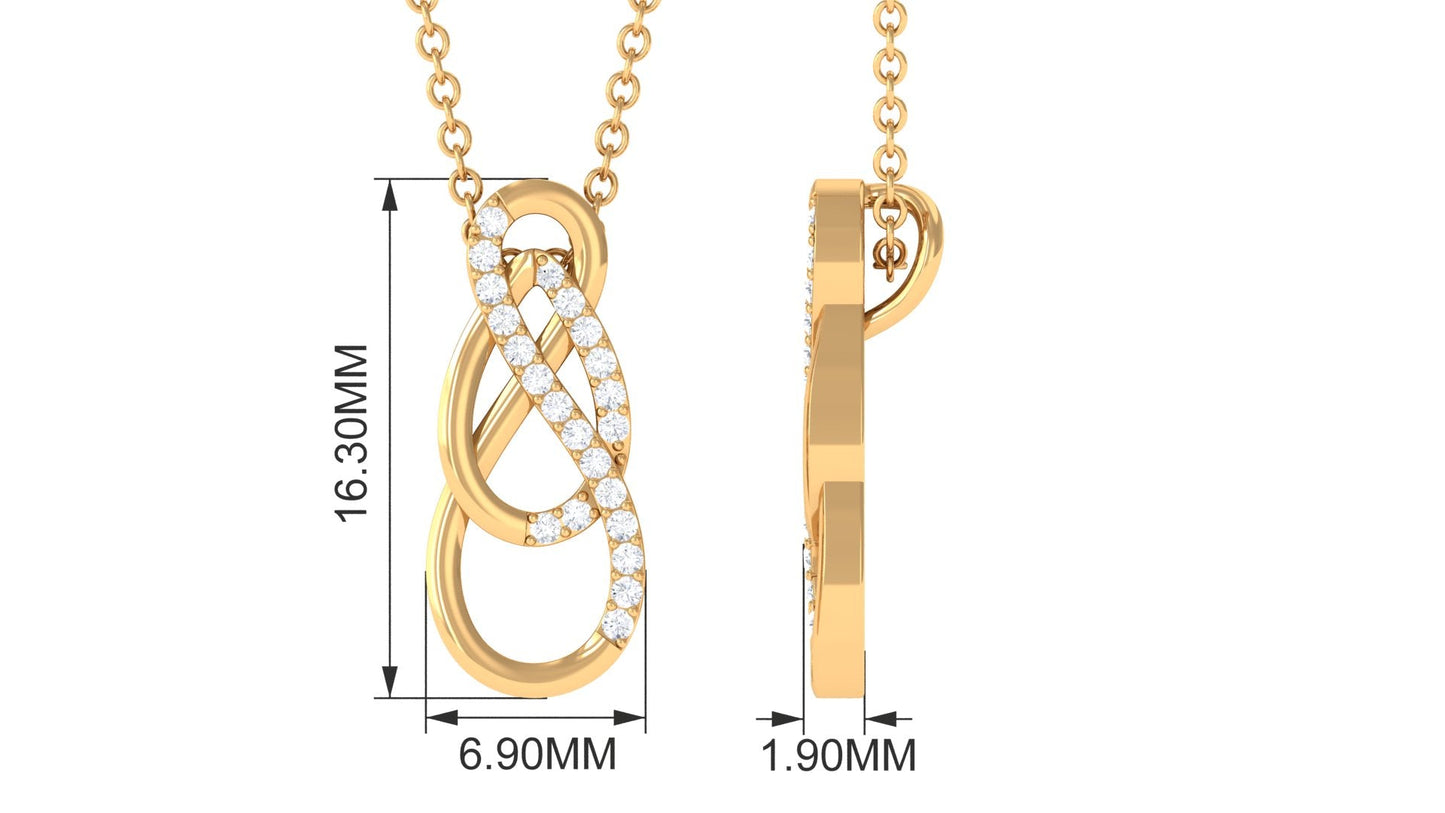 Interlock Infinity Pendant Necklace with Real Diamond
