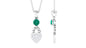 Natural Emerald Diamond Heart Necklace for Women