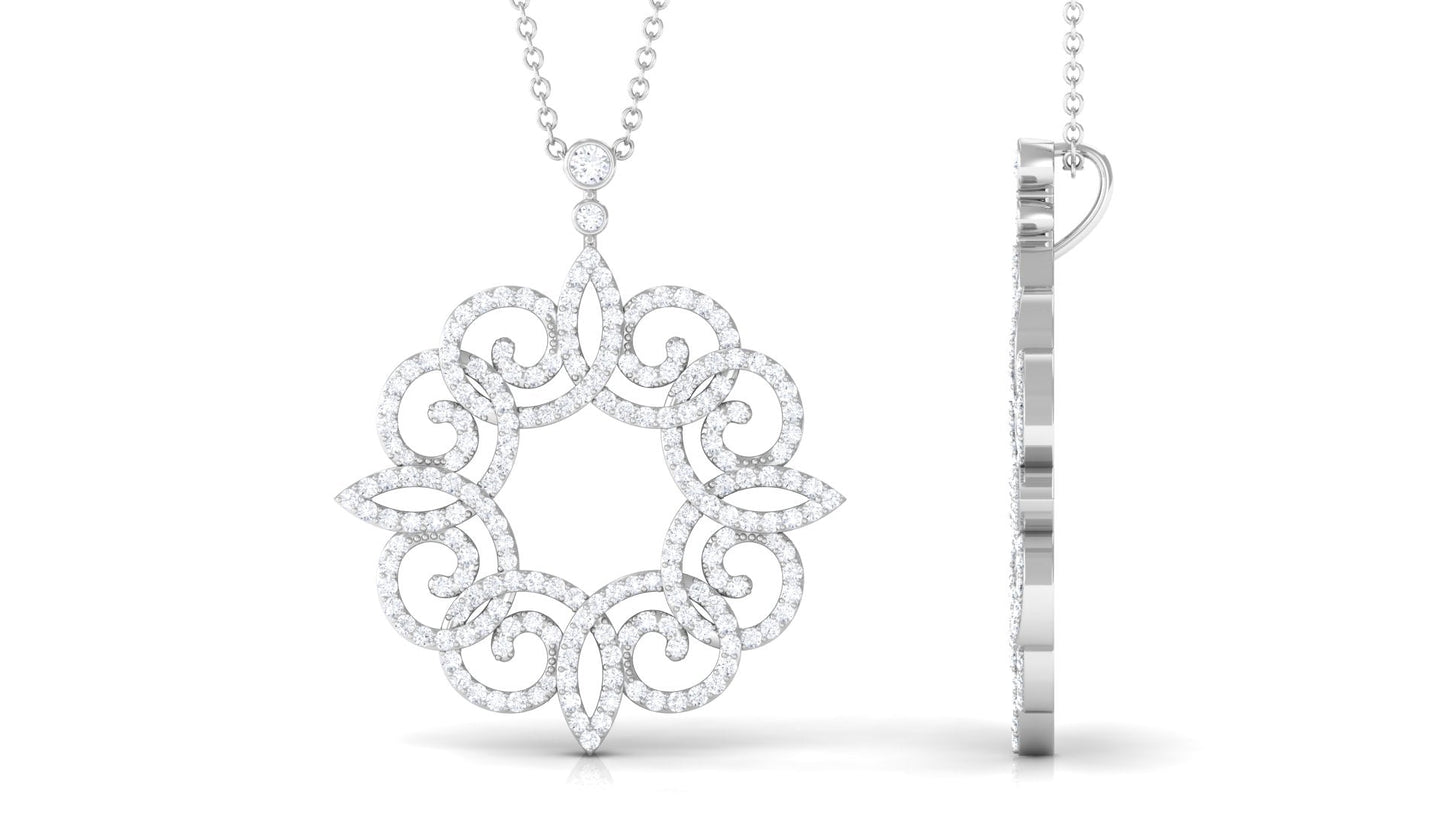 Certified Moissanite Vintage Inspired Pendant Necklace
