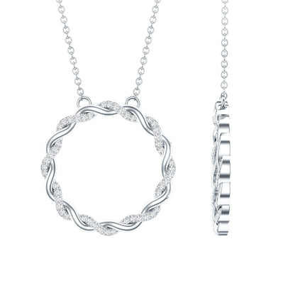 Diamond Twisted Eternity Necklace in Pave Setting
