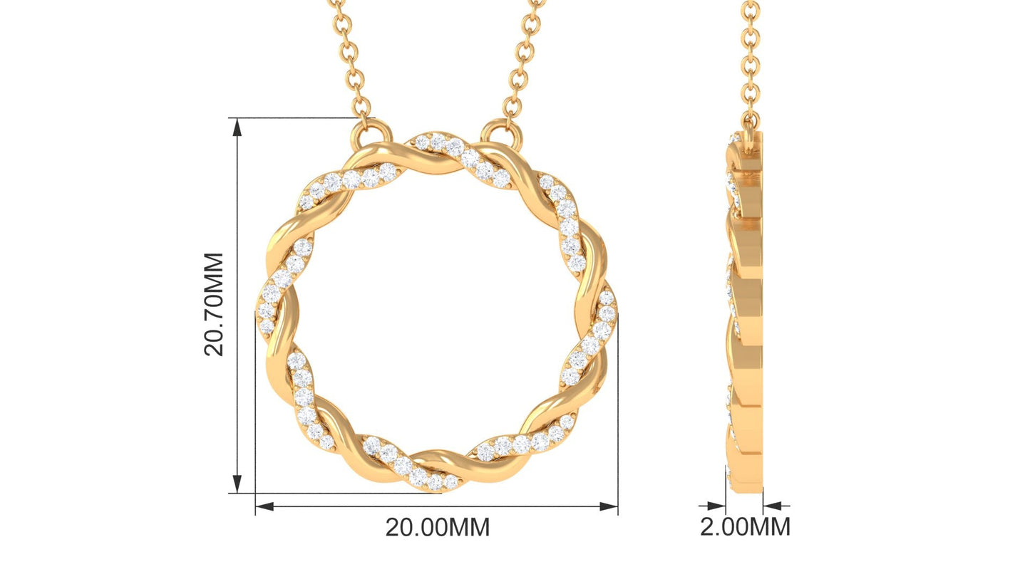 Diamond Twisted Eternity Necklace in Pave Setting
