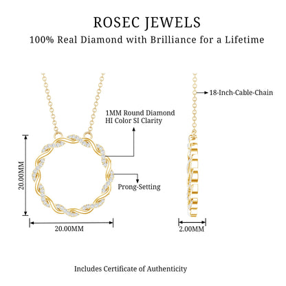 Diamond Twisted Eternity Necklace in Pave Setting