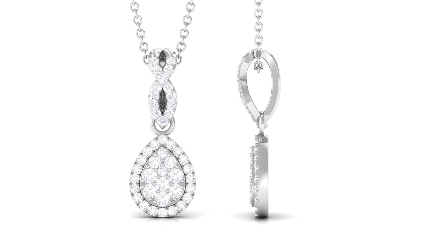Real Diamond Teardrop Pendant Necklace with Infinity Bail