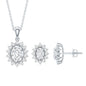 Oval Shaped Cubic Zirconia Halo Pendant and Earrings Set