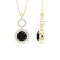 Natural 2 CT Round Black Onyx Necklace with Diamond Halo