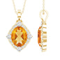Genuine 2.5 Carat Citrine Diamond Vintage Necklace with Silver Chain