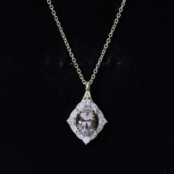 Vintage Inspired 2.5 Carat Morganite Bridal Necklace with Diamond Halo