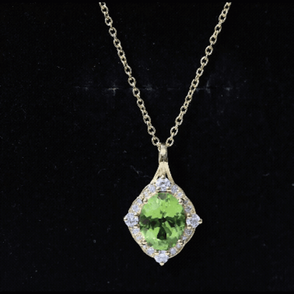 Real 2.5 Carat Peridot Vintage Pendant with Diamond Halo