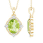 Real 2.5 Carat Peridot Vintage Pendant with Diamond Halo