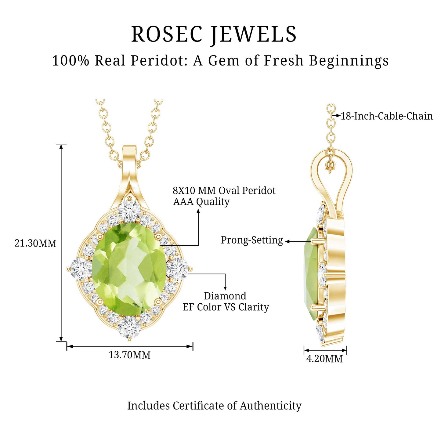 Real 2.5 Carat Peridot Vintage Pendant with Diamond Halo