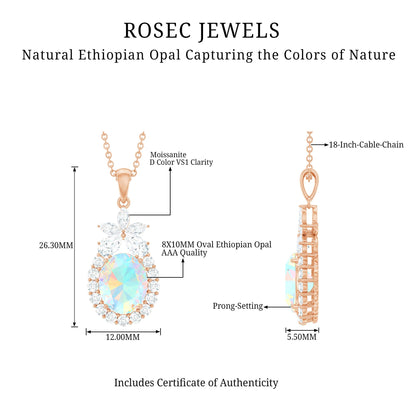 Certified Real 1.3 Carat Ethiopian Opal Statement Necklace
